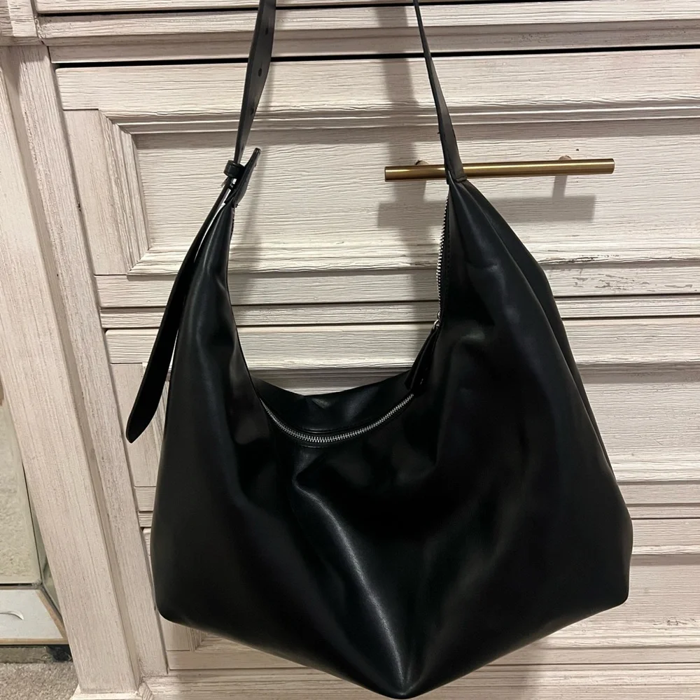 WeWoreWhat Black Leather Hobo Bag